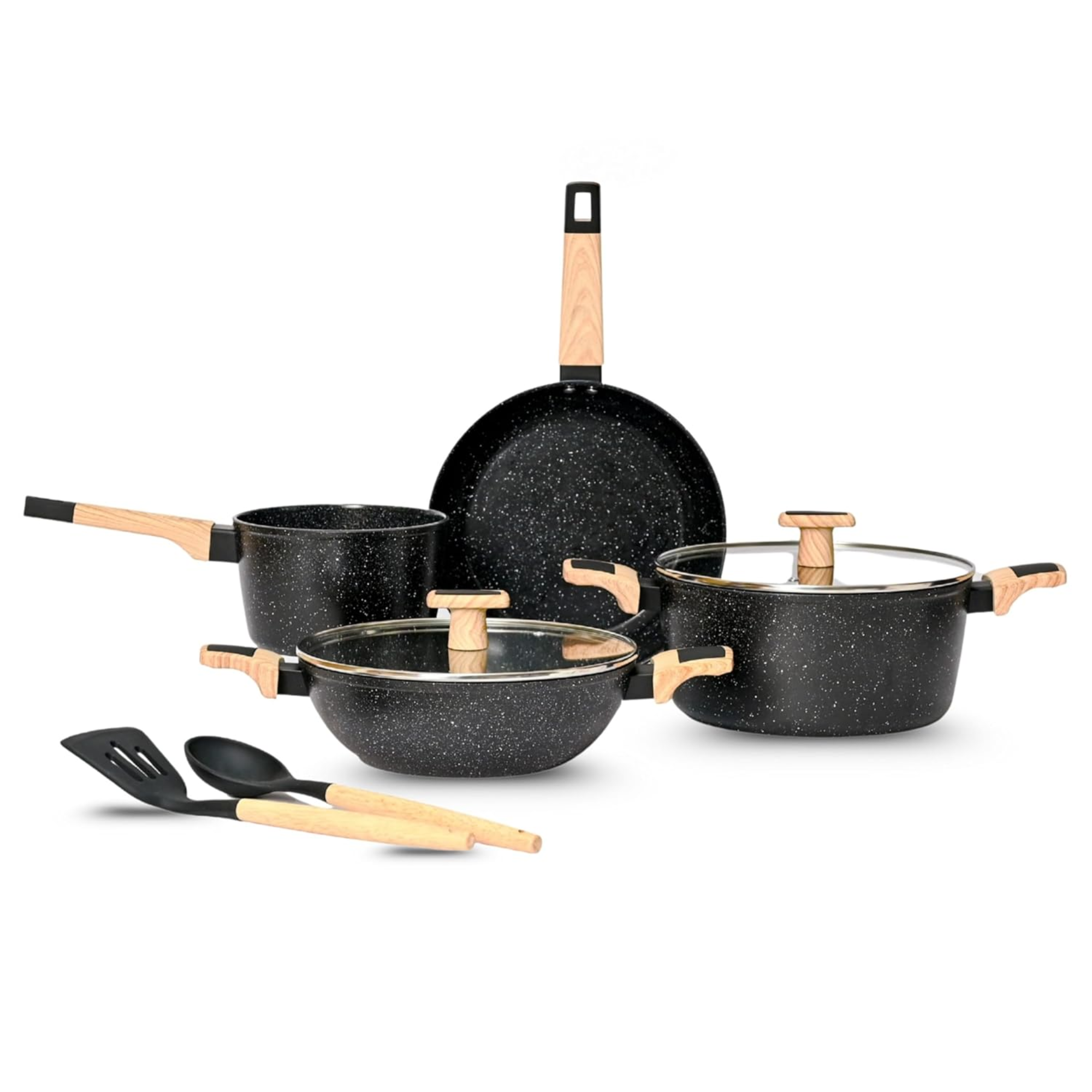 Kreme Ceracook Granite Ceramic Cookware Set of 4pc...